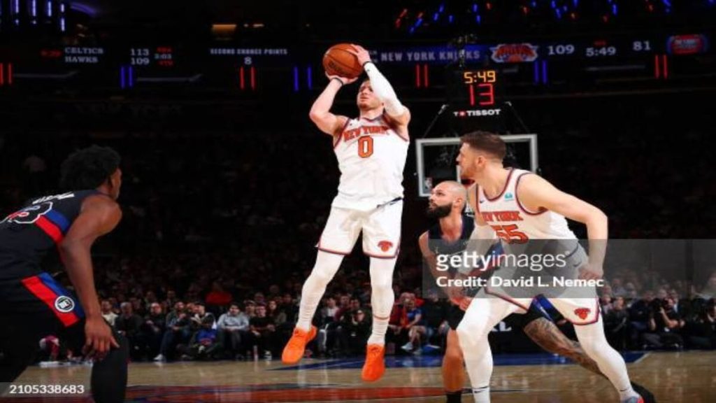 Donte DiVincenzo Shoots a three against the Detroit Pistons