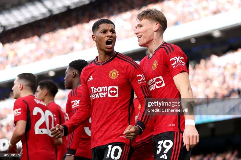 Manchester United players celebrating