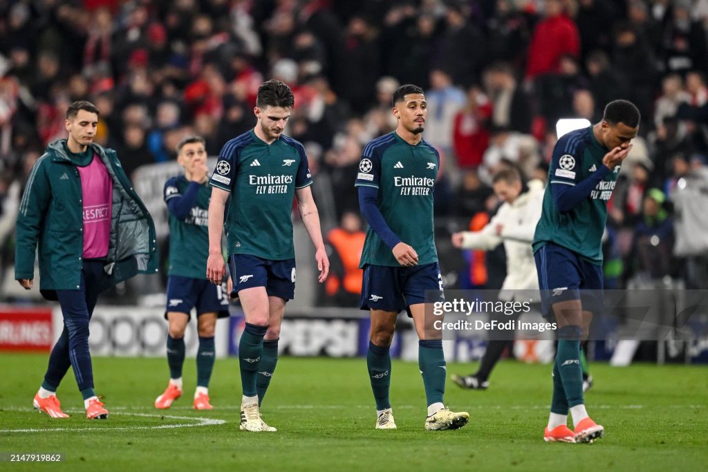 Arsenal's players on pitch of the Allianz Arena