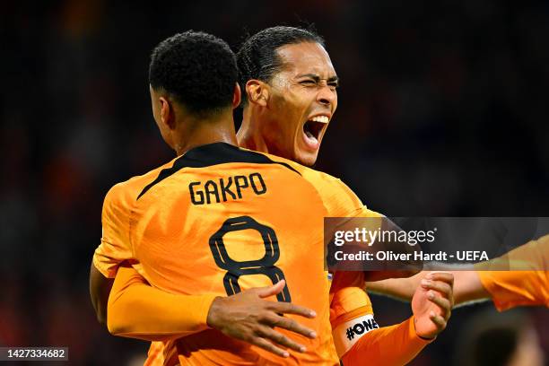 Van Dijk and Cody Gakpo for Netherlands at Euro 2024