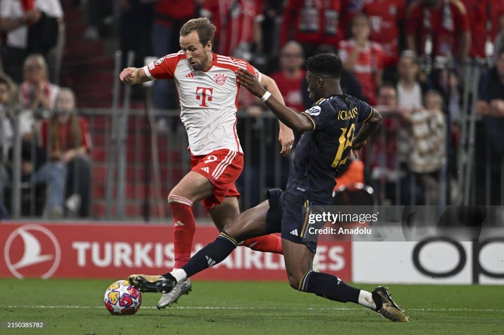 Bayern Munich star Harry Kane with the ball