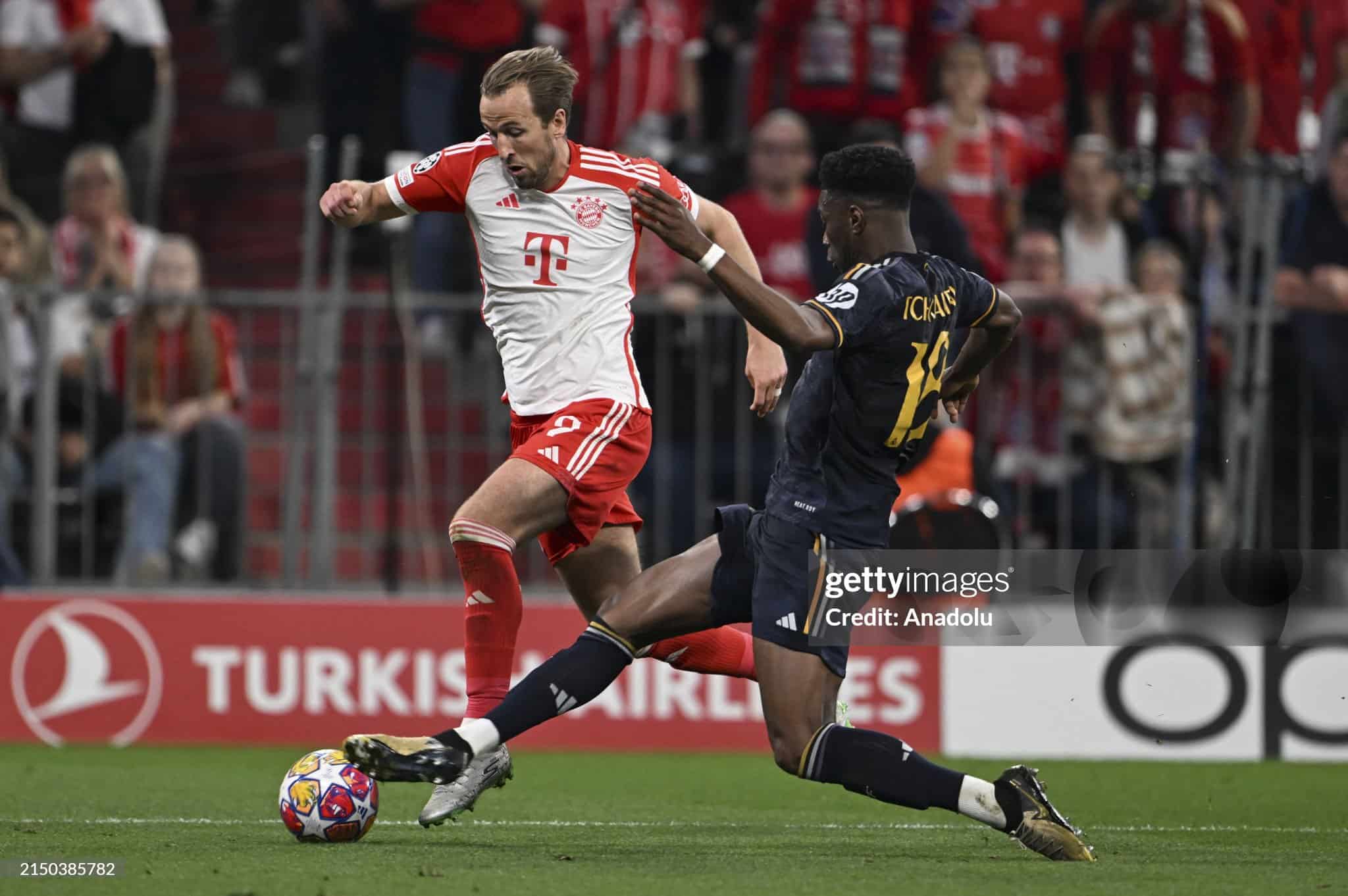 Bayern Munich star Harry Kane with the ball