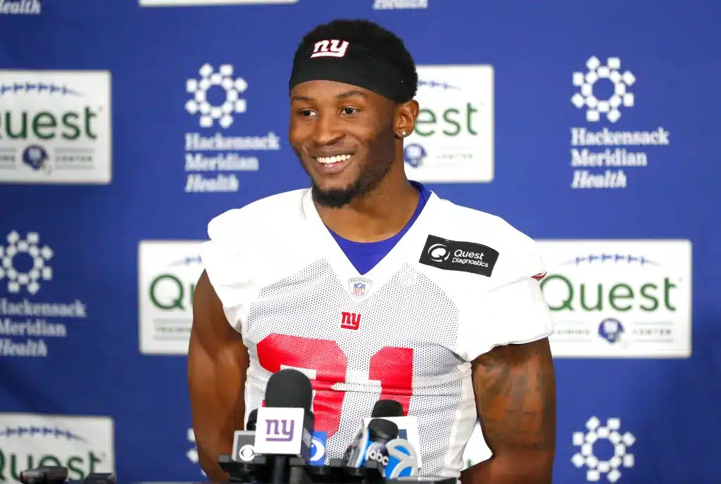 New York Giants Rookie Safety Tyler Nubin emotional at practice.