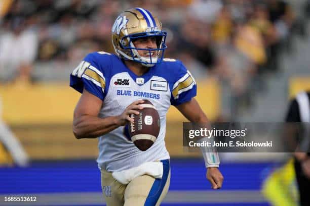 Winnipeg QB Zach Collaros in the 2023 CFL Grey Cup