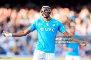 Victor Osimhen of SSC Napoli looks dejected during the serie A TIM match between SSC Napoli and Bologna FC at Stadio Diego Armando Maradona on May 11, 2024 in Naples, Italy (Photo by Giuseppe Maffia/NurPhoto via Getty Images)