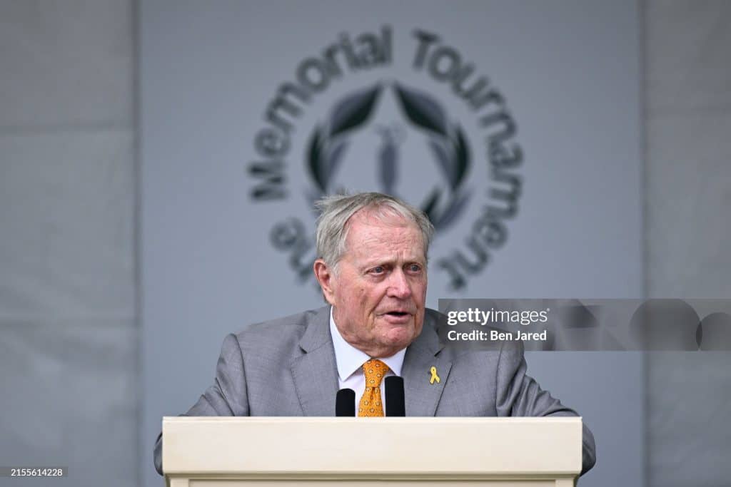 Jack Nicklaus speaks to press at Memorial Tournament