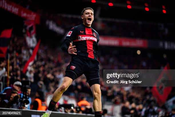 Florian Wirtz winning for Bayern leverkusen