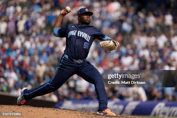 The Chicago Cubs Designated Relief Pitcher Hector Neris.