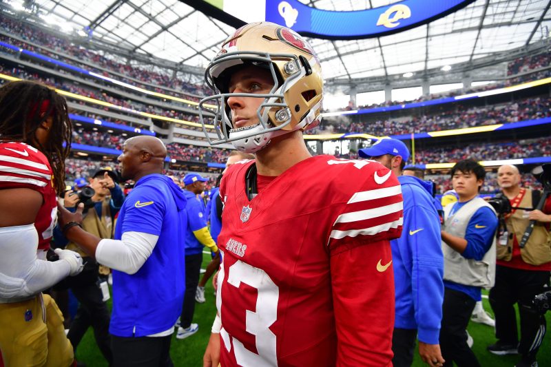 49ers QB Brock Purdy's status for Sunday is up in the air.