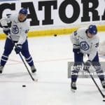 Fraser Minten and Easton Cowan in Maple Leafs rookie camp.