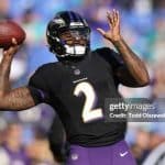 ALTIMORE, MARYLAND - DECEMBER 31: Tyler Huntley #2 of the Baltimore Ravens warms up prior to a fame against the Miami Dolphins at M&T Bank Stadium on December 31, 2023 in Baltimore, Maryland. (Photo by Todd Olszewski/Getty Images) dolphins