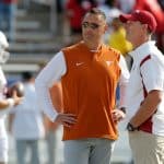 The Texas Longhorns look to defeat the Oklahoma Sooners on Saturday.