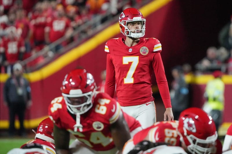 The Kansas City Chiefs will be without Kicker Harrison Butker for a few weeks.