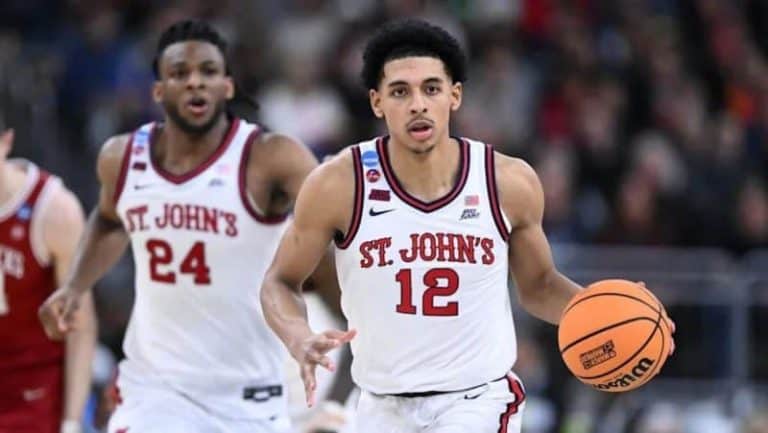 Rj Luis enters Portal Mar 22, 2025; Providence, RI, USA; St. John's basketball guard RJ Luis Jr. (12) dribbles during the second half of a second round men’s NCAA Tournament game against the Arkansas Razorbacks at Amica Mutual Pavilion. | Brian Fluharty-Imagn Images