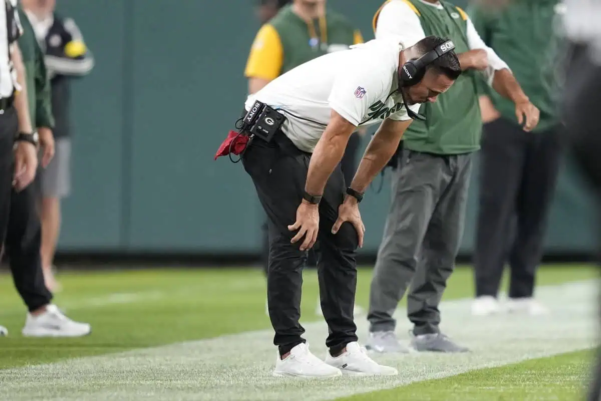 Green Bay Packers Matt LaFleur in a preseason game against the New York Jets