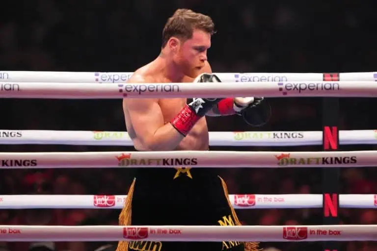 Canelo Alvarez at Allegiant Stadium. By: Joe Camporeale- Imagn Images