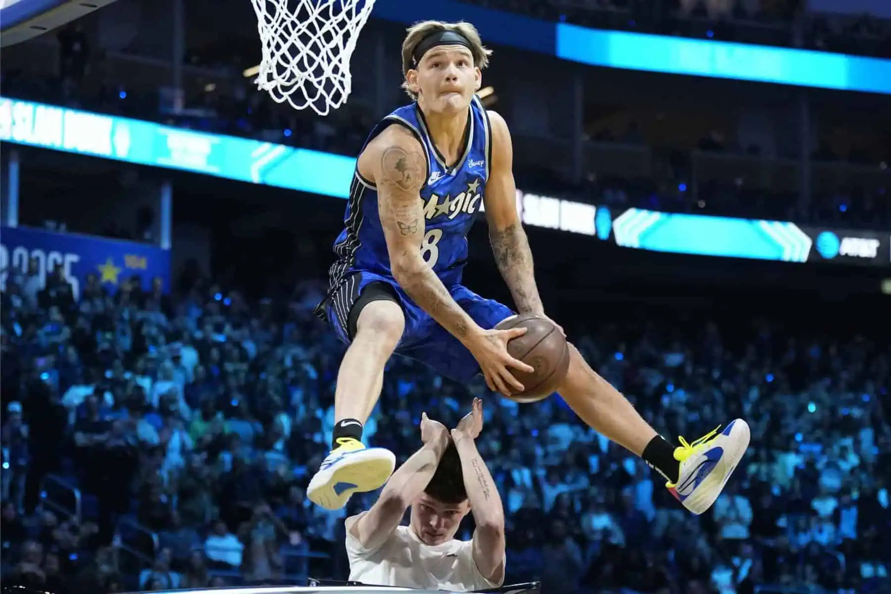 Mac McClung dunks over the Car in 2025 Slam Dunk Contest