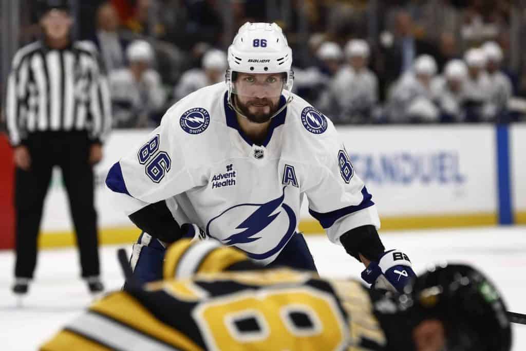Nikita Kucherov in an archival Tampa Bay game photograph, pictured for the Lightning vs Flyers recap