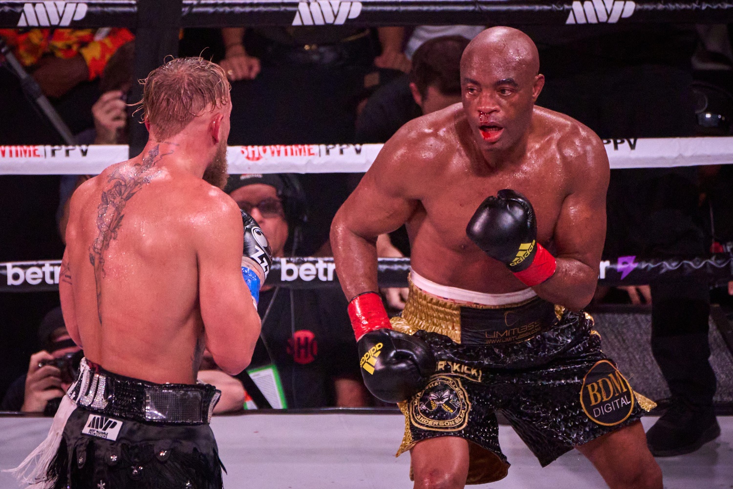 Anderson Silva takes on Jake Paul in a boxing match in 2022. Image by: Alex Gould/The Republic / USA TODAY NETWORK