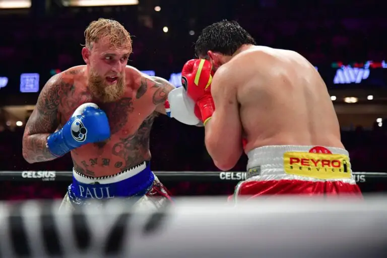 Jake Paul against Julio Cesar Chavez Jr. Image by: Gary A. Vasquez-Imagn Images