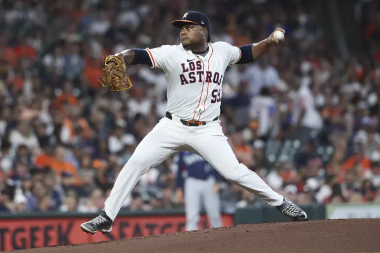 Framber Valdez pitching for the Houston Astros