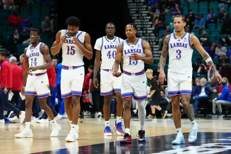 The Kansas Jayhawks beat Notre Dame in Vegas.