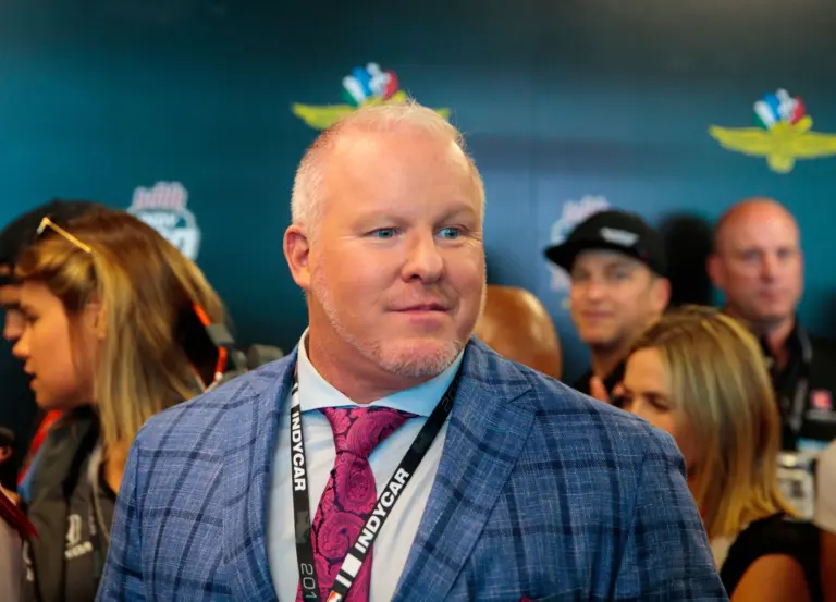 May 26, 2019; Indianapolis, IN, USA; IndyCar Series former driver and announcer Paul Tracy before the 103rd Running of the Indianapolis 500 at Indianapolis Motor Speedway. Mandatory Credit: Mark J. Rebilas-Imagn Images