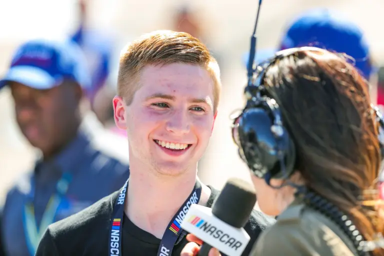 Garage Pass; Guest announcer Andrew Kurland is interviewed prior to the LS Tractor 200 on Mar. 7, 2020 at Phoenix Raceway in Avondale, AZ. (Brady Klain/The Republic) Cent02 79lvee9kyh31bx62cfrw Original