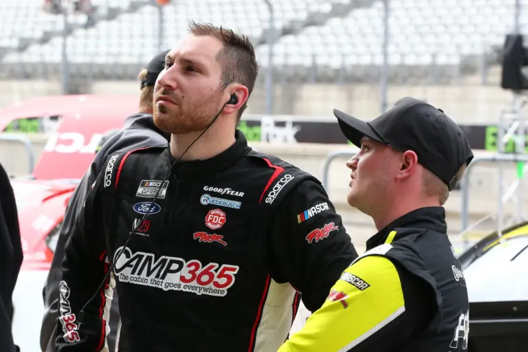 Mar 23, 2024; Austin, Texas, USA; NASCAR Cup Series driver Kaz Grala (15) during qualifying for the EchoPark Automotive Texas Grand Prix at Circuit of the Americas. Mandatory Credit: Michael C. Johnson-Imagn Images