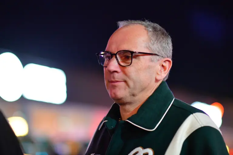 Nov 20, 2024; Las Vegas, Nevada, USA; Formula One Group chief executive officer Stefano Domenicali at Las Vegas Circuit. Mandatory Credit: Gary A. Vasquez-Imagn Images