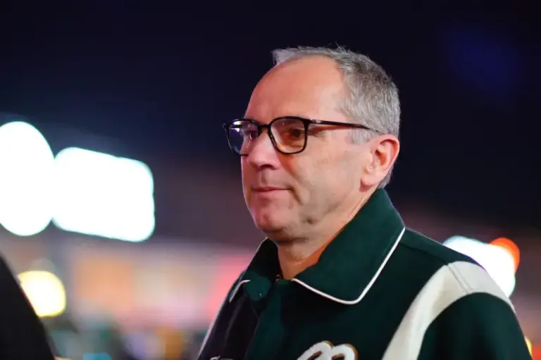 Nov 20, 2024; Las Vegas, Nevada, USA; Formula One Group chief executive officer Stefano Domenicali at Las Vegas Circuit. Mandatory Credit: Gary A. Vasquez-Imagn Images