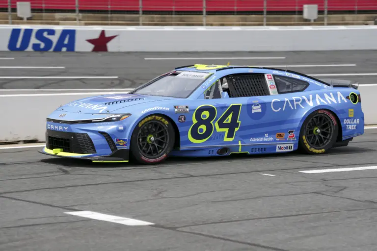 May 24, 2025; Concord, North Carolina, USA; NASCAR Cup Series driver Jimmie Johnson (84) during qualifying at Charlotte Motor Speedway. Mandatory Credit: Jim Dedmon-Imagn Images