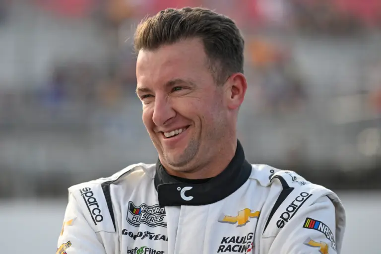 Meyer Shank; Sep 6, 2025; Madison, Illinois, USA; NASCAR Cup Series driver AJ Allmendinger (16) looks on during practice and qualifying for the Enjoy Illinois 300 at World Wide Technology Raceway. Mandatory Credit: Joe Puetz-Imagn Images