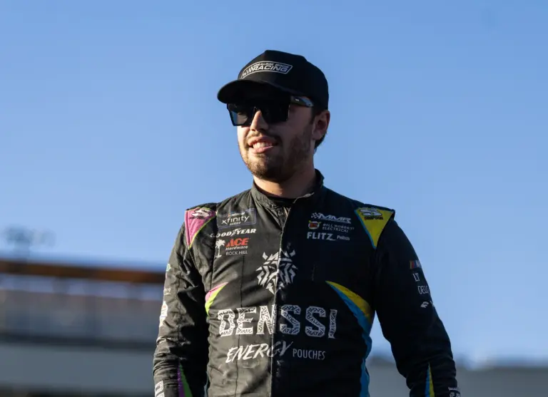 Oct 31, 2025; Avondale, Arizona, USA; NASCAR Truck Series driver Mason Maggio (22) during the NASCAR Truck Series Championship race at Phoenix Raceway. Mandatory Credit: Mark J. Rebilas-Imagn Images