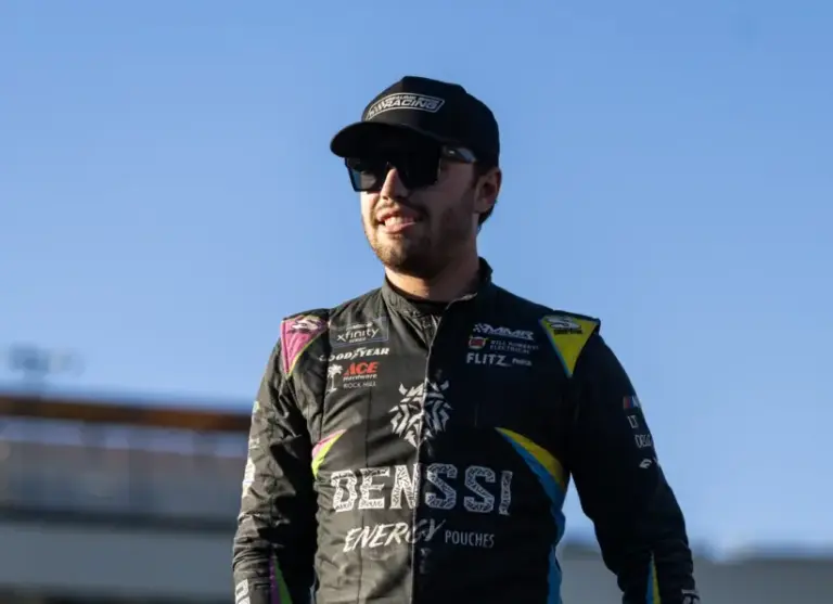 Oct 31, 2025; Avondale, Arizona, USA; NASCAR Truck Series driver Mason Maggio (22) during the NASCAR Truck Series Championship race at Phoenix Raceway. Mandatory Credit: Mark J. Rebilas-Imagn Images