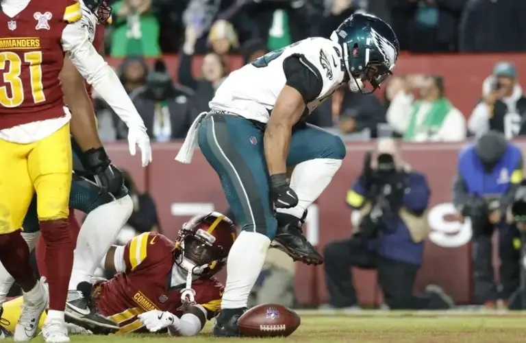 Eagles Saquon Barkley Celebrating His Touchdown vs Commanders