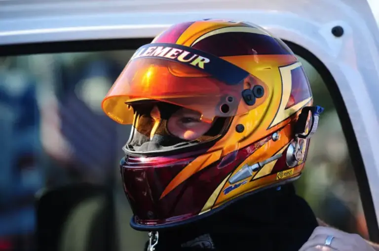 Feb. 10, 2012; Pomona, CA, USA; NHRA top alcohol funny car driver Sean Bellemeur during qualifying at the Winternationals at Auto Club Raceway at Pomona. Mandatory Credit: Mark J. Rebilas-Imagn Images