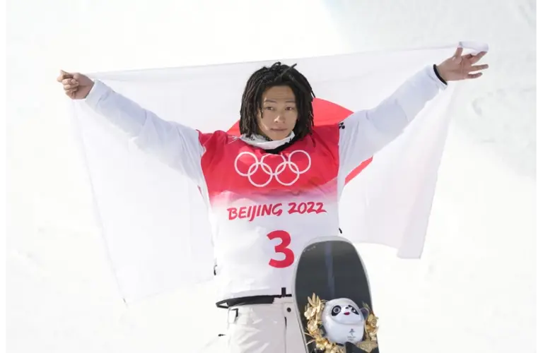 Ayumu Hirano Celebrates his Gold Medal win in 2022 Beijing Games