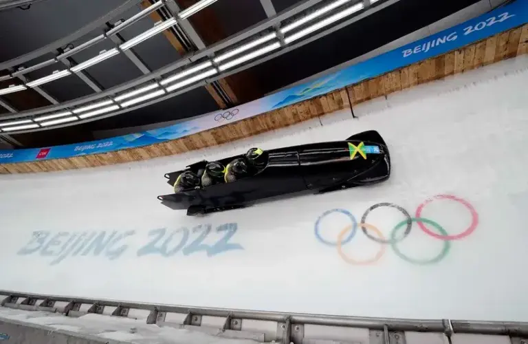 4-man bobsleigh during the Beijing 2022 Olympic Winter Games at Yanqing Sliding Centre.