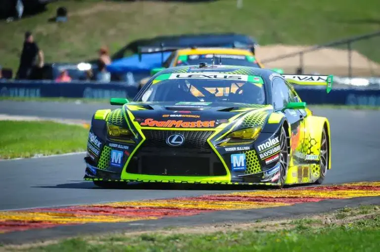 The No. 12 GTD Lexus of Aaron Telitz and Frankie Montecalvo runs through Turn 7 in the IMSA SportsCar Weekend WeatherTech race