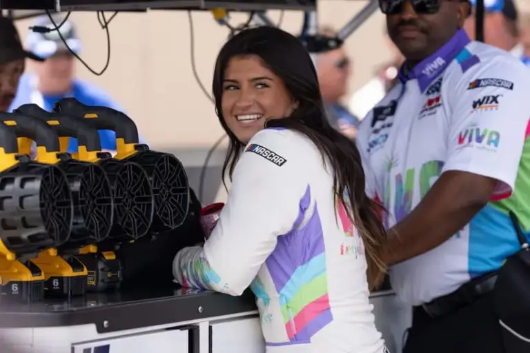 Jun 8, 2024; Sonoma, California, USA; NASCAR Xfinity Series driver Hailie Deegan (15) smiles before the start of the NASCAR Xfinity Sonoma 250 at Sonoma Raceway.