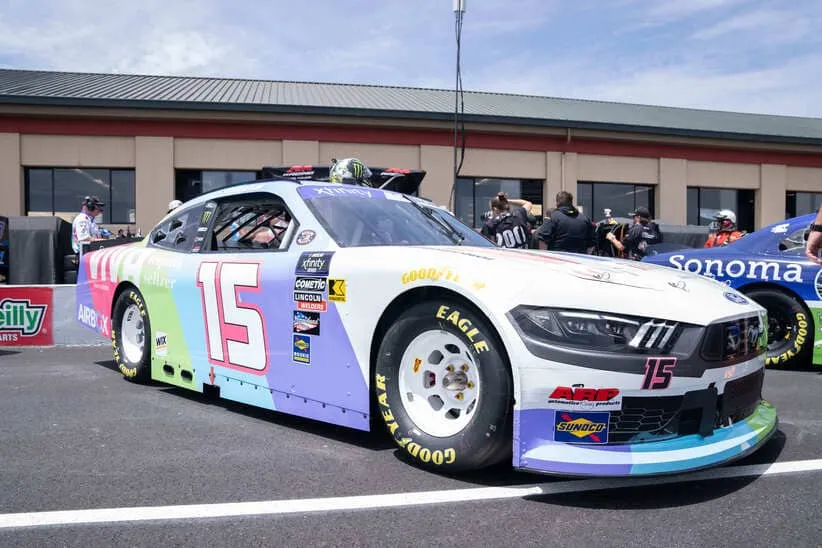 Jun 8, 2024; Sonoma, California, USA; General view of the vehicle belonging to NASCAR Xfinity Series driver Hailie Deegan (15) before the start of the NASCAR Xfinity Sonoma 250 at Sonoma Raceway.