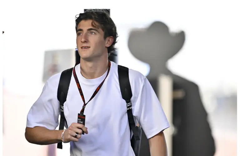Oct 20, 2024; Austin, Texas, USA; Alpine reserve driver Jack Doohan walks through the track entrance before the 2024 Formula One US Grand Prix at Circuit of the Americas.
