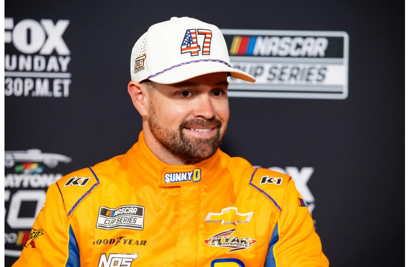 Feb 12, 2025; Daytona Beach, Florida, USA; NASCAR Cup Series driver Ricky Stenhouse Jr during Daytona 500 media day at Daytona International Speedway.