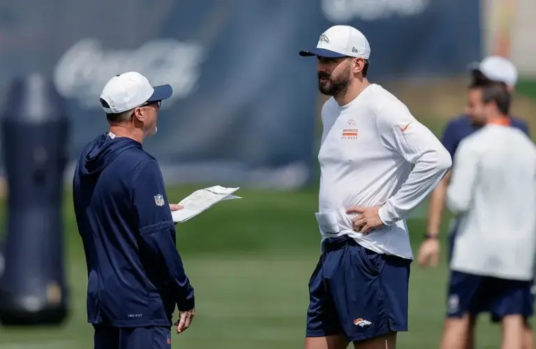 Denver Broncos quarterbacks coach Davis Webb during Denver Broncos Training Camp.