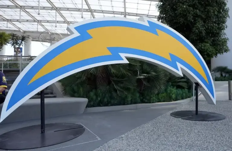 Los Angeles Chargers logo at SoFi Stadium.
