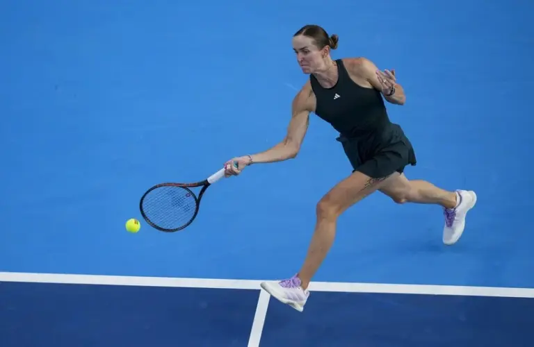 Svitolina hits a forehand