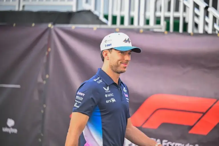 Tech3; Oct 18, 2025; Austin, TX, USA; BWT Alpine F1 Team driver Pierre Gasly (10) of Team France arrives at the track before qualifying sessions for the 2025 US Grand Prix at Circuit of The Americas Austin.