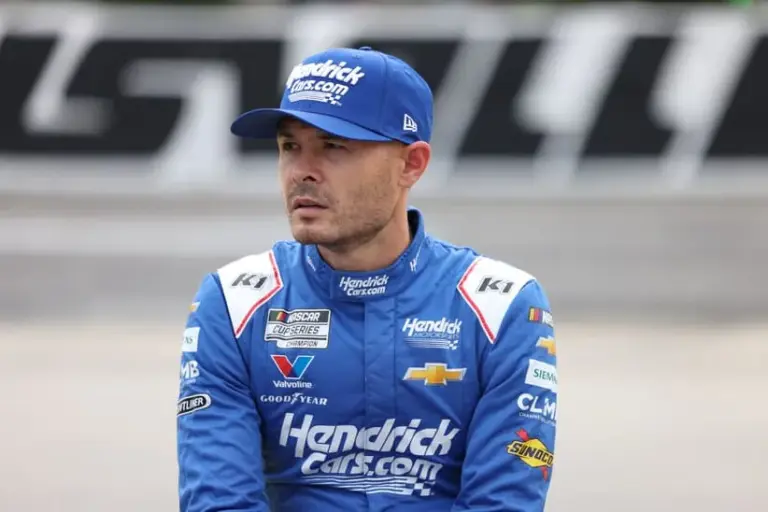Oct 26, 2025; Martinsville, Virginia, USA; NASCAR Cup Series driver Kyle Larson (5) before the Xfinity 500 at Martinsville Speedway. Mandatory Credit: