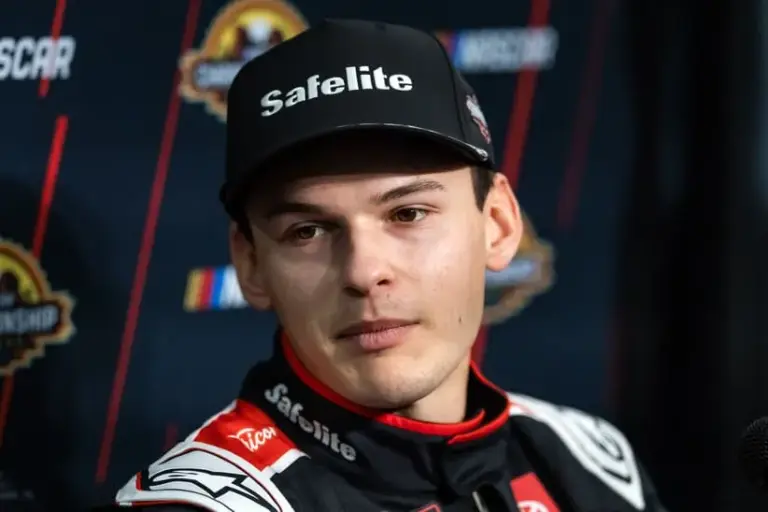 Oct 30, 2025; Avondale, Arizona, USA; NASCAR Truck Series driver Corey Heim during Championship Four media day at Phoenix Raceway.
